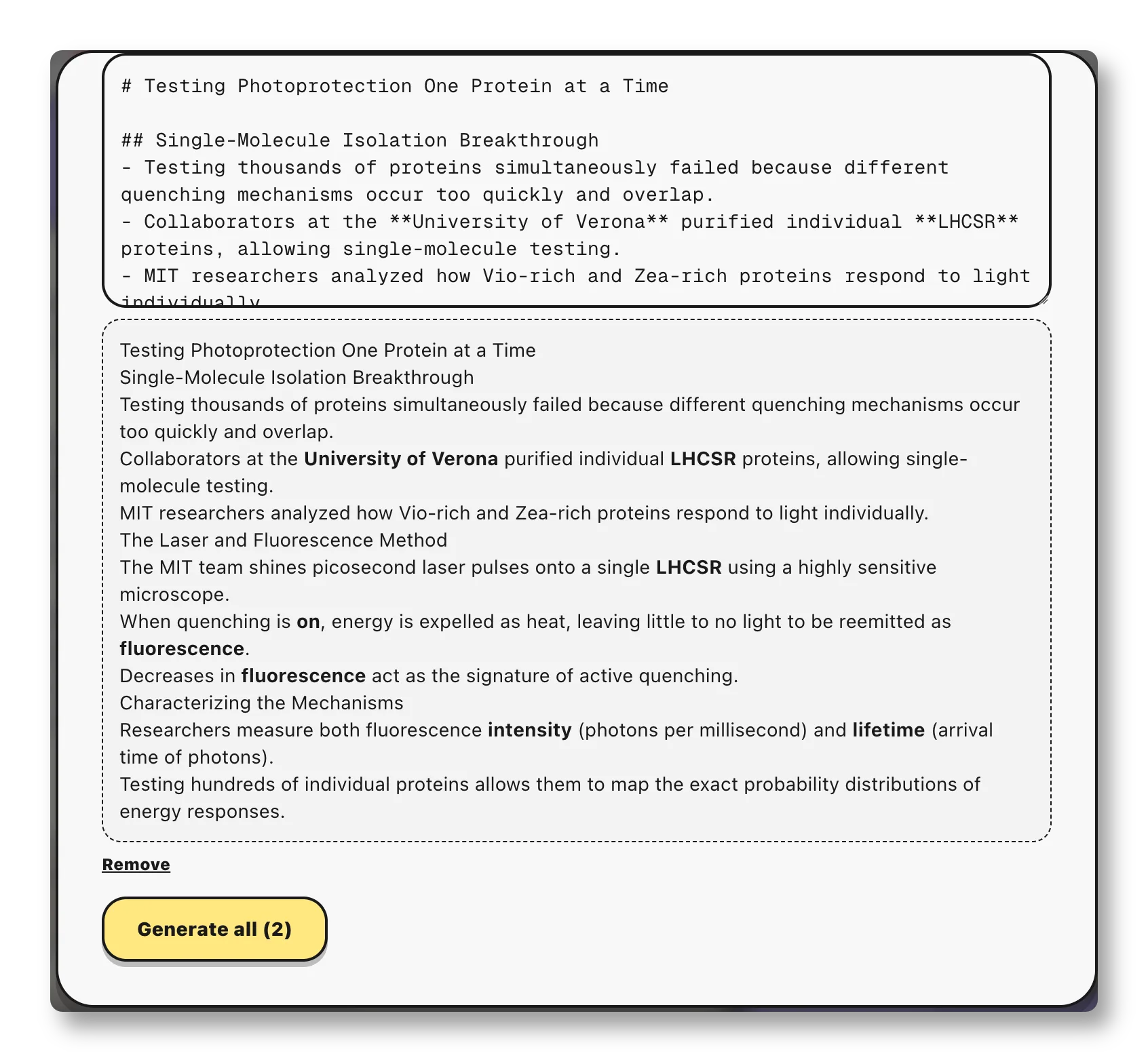 The structured text of a split section, with headings, bold key terms, and bullet points.