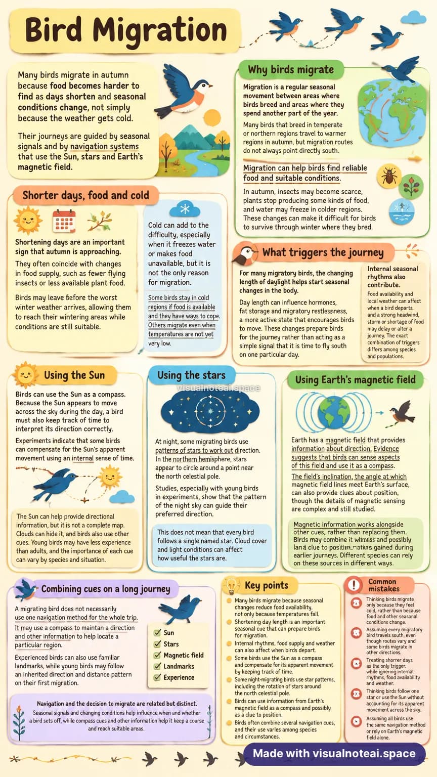 One-page study sheet on bird migration