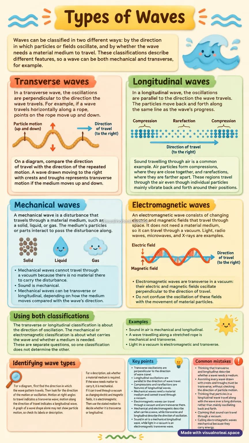 One-page study sheet on waves types