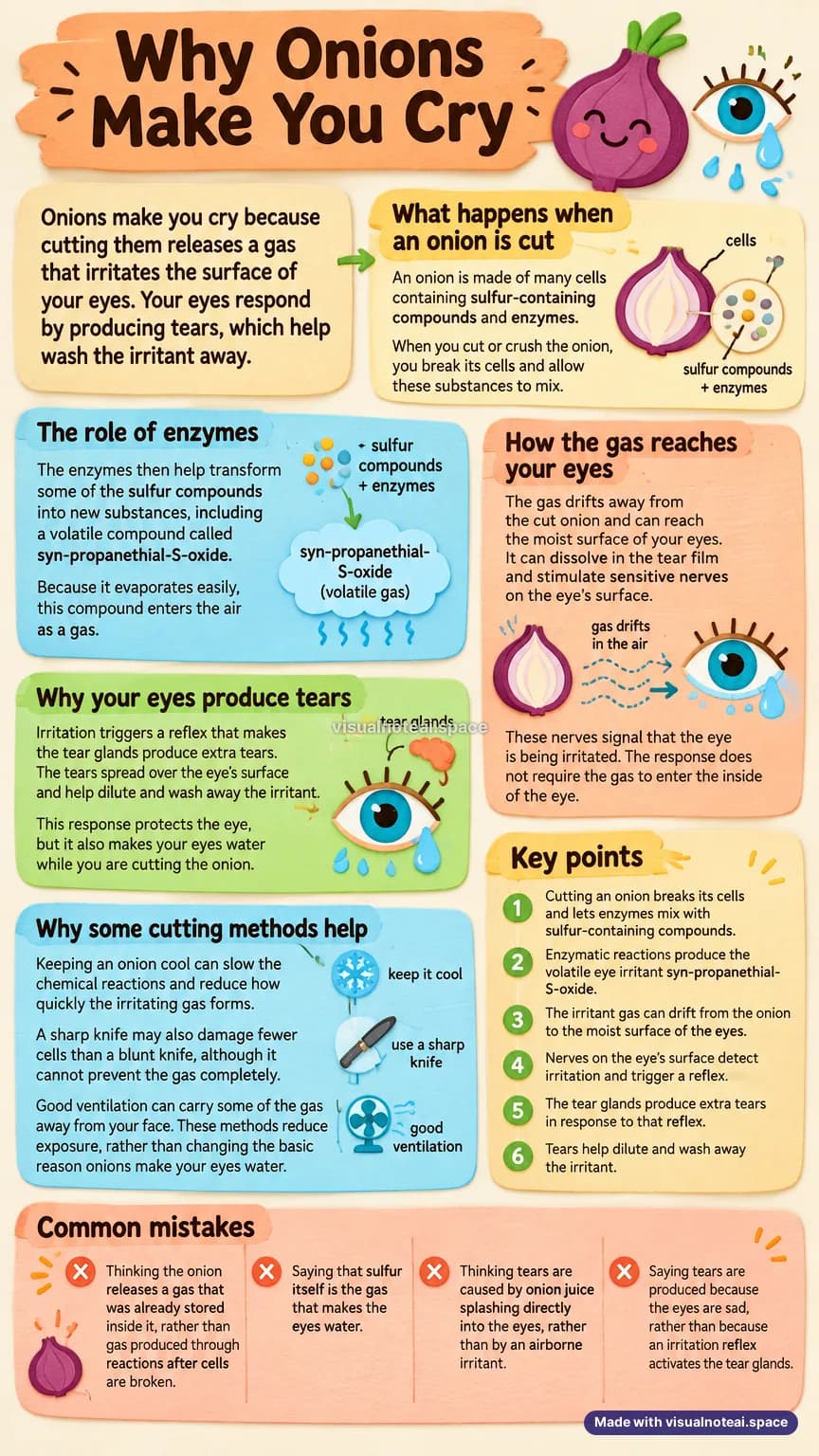 One-page study sheet on why do onions make you cry