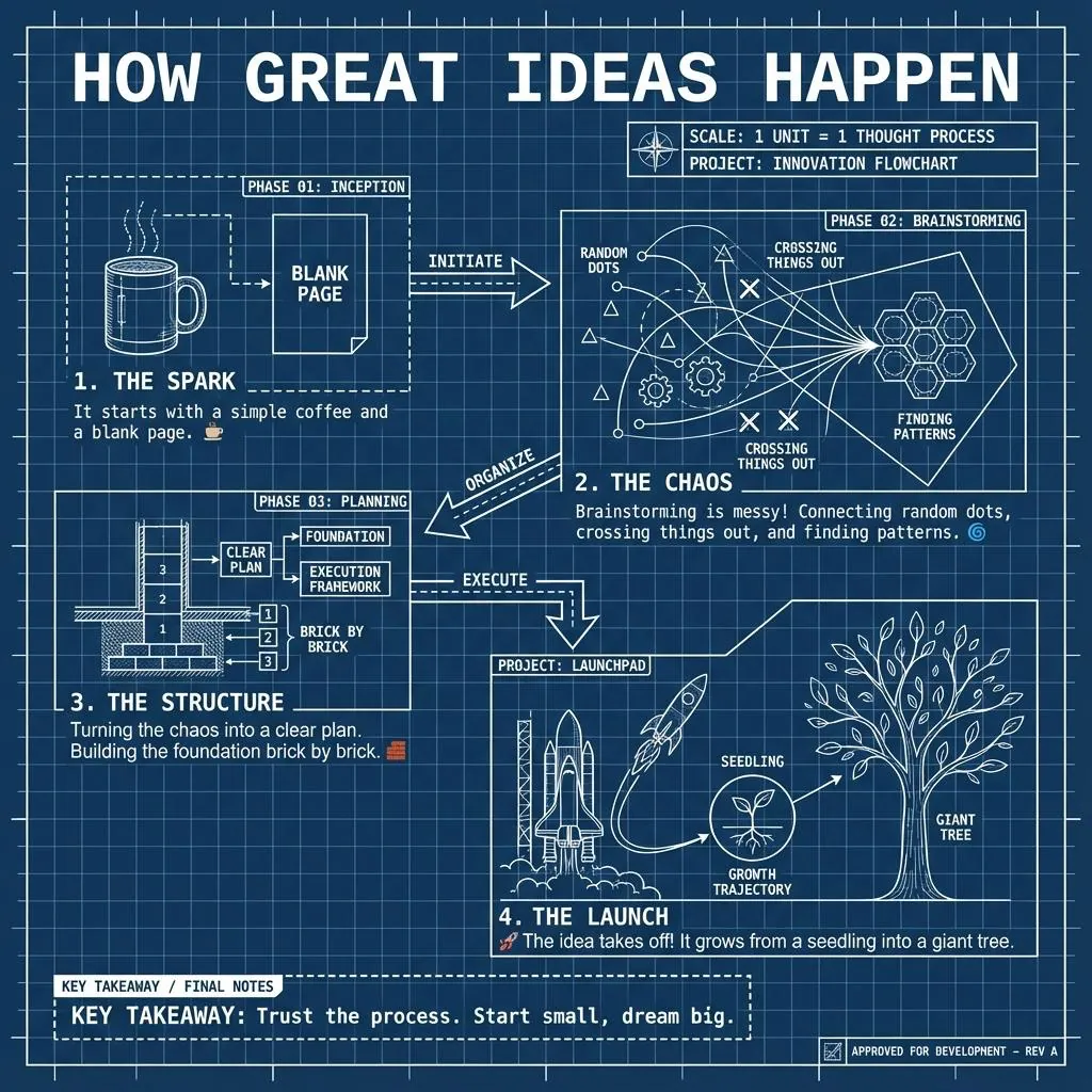 Blueprint visual note style example generated by VisualNote AI