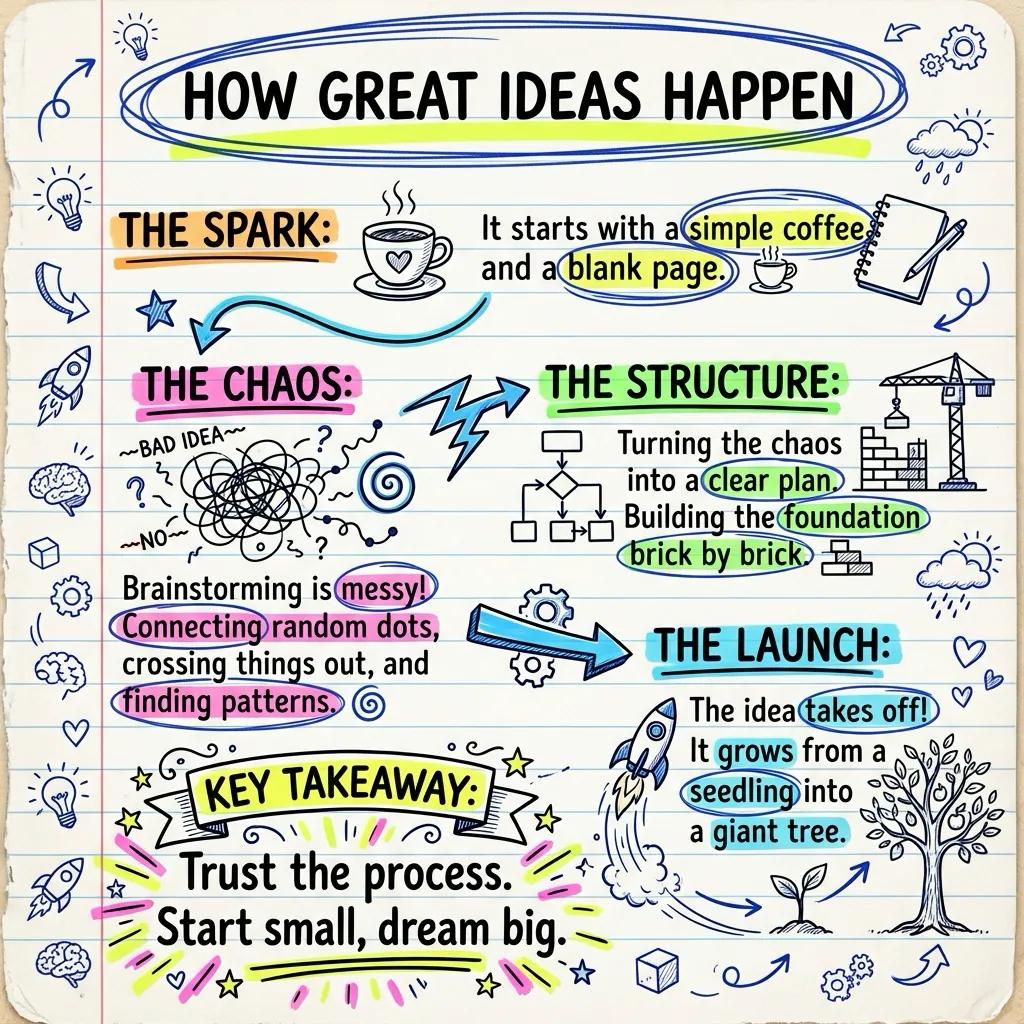 Doodle Diary visual note style example generated by VisualNote AI