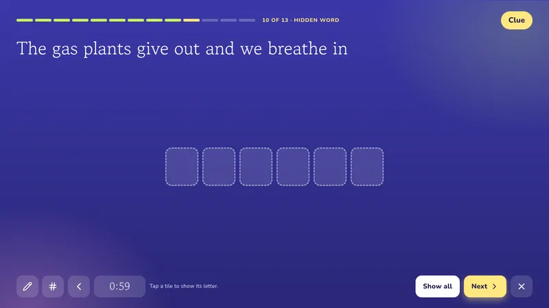 Hidden word: Photosynthesis