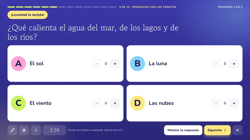 Preguntas con las tarjetas: El ciclo del agua