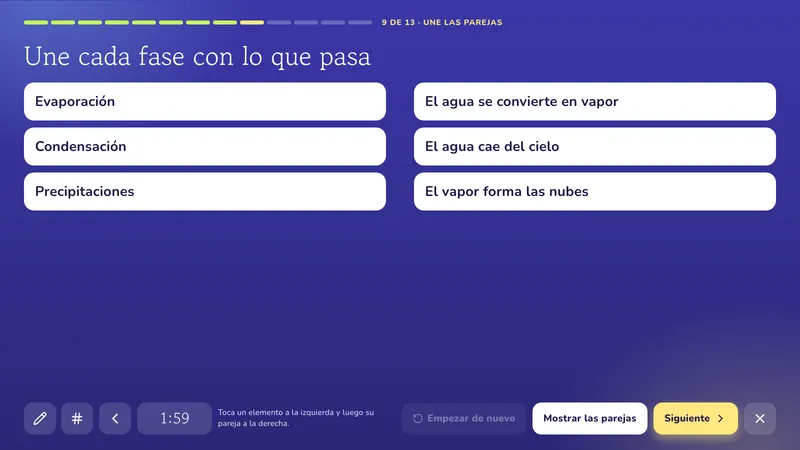 Une las parejas: El ciclo del agua