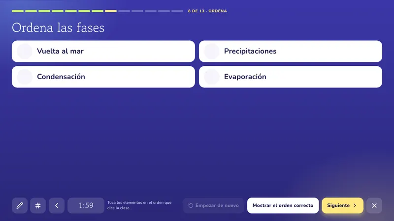 Ordena: El ciclo del agua