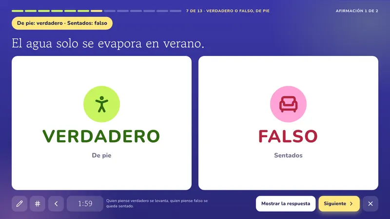 Verdadero o falso, de pie: El ciclo del agua