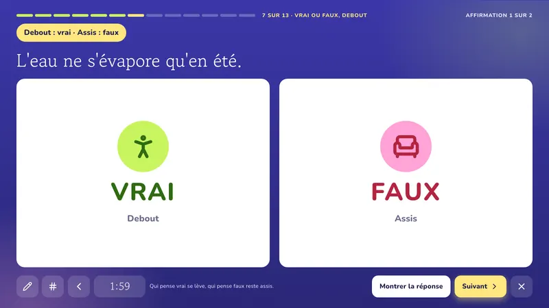 Vrai ou faux, debout: Le cycle de l'eau