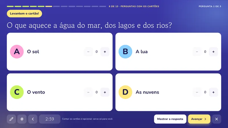 Perguntas com os cartões: O ciclo da água