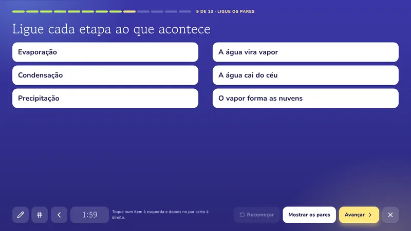 Ligue os pares: O ciclo da água