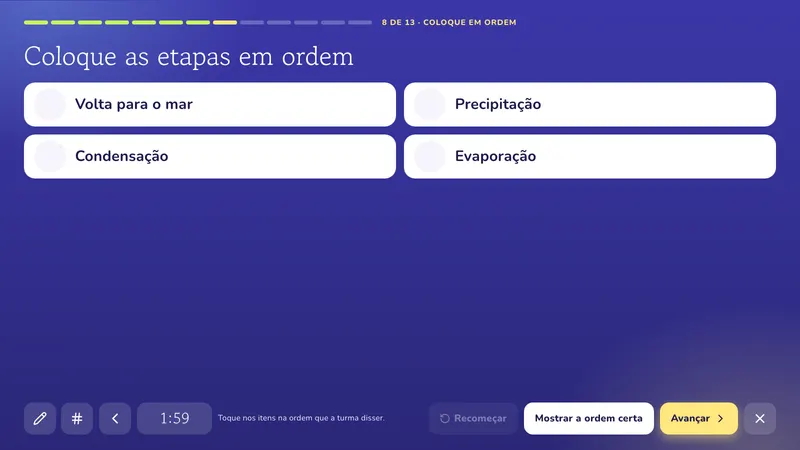 Coloque em ordem: O ciclo da água