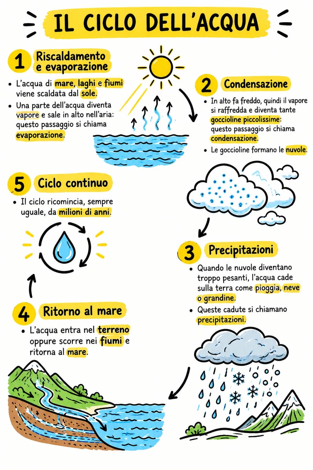 La nota da cui nasce il quiz: una scheda di VisualNote sul ciclo dell'acqua