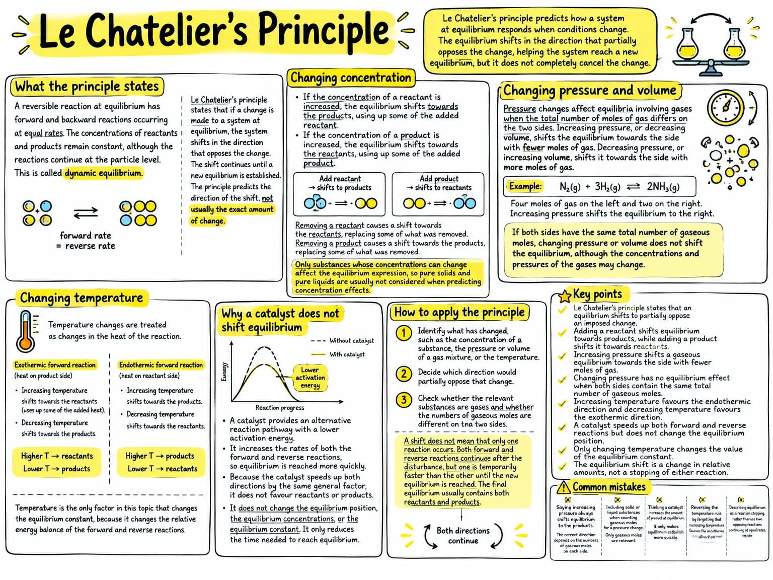 Visual note summarising le chatelier principle