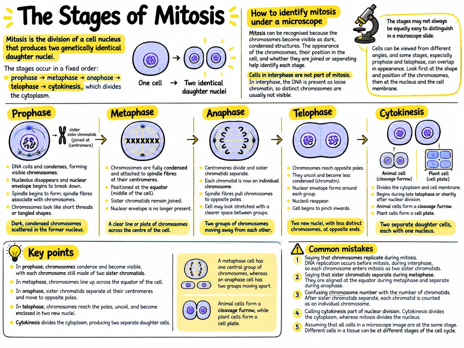 Visual note summarising mitosis stages