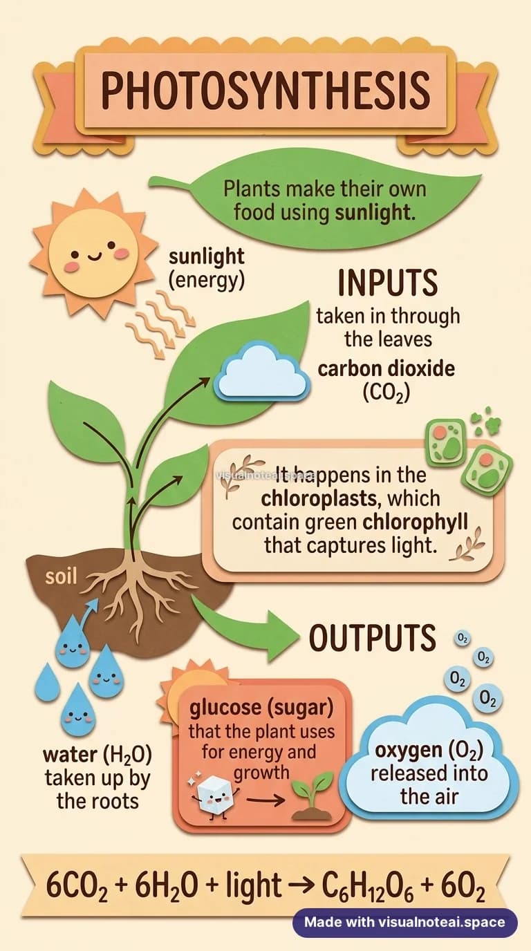 Photosynthesis study sheet made with VisualNote, posted as an Instagram Reel