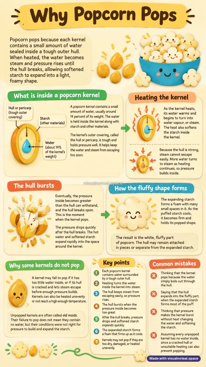 One-page study sheet on why does popcorn pop
