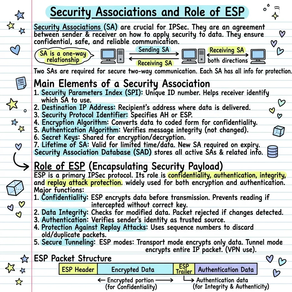 IPSec Security Associations & ESP Explained — Visual Notes | VisualNote AI