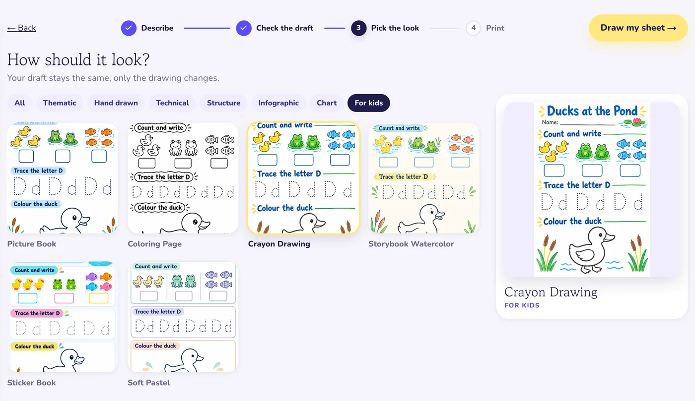 VisualNote Printables, step 3: Pick the look